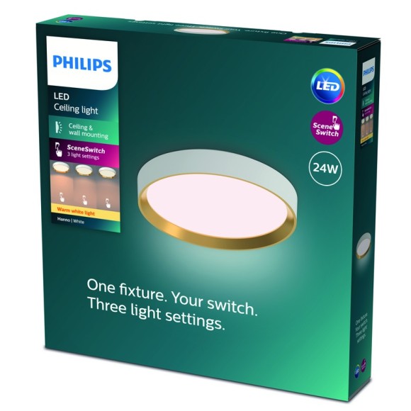 Philips 8720169301375 LED prisadené stropné svietidlo Hanno | 24W integrovaný LED zdroj | 2700lm | 2700K